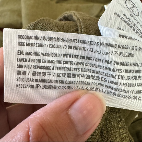 Abercrombie Linen Blend Pleated Wide Leg Pants Size M Green Neutral Minimal Work - Picture 6 of 9